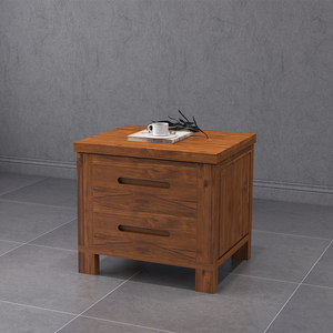 Mesita de Noche Clásica de Teca con 2 Cajones |   Muebles de Dormitorio Duraderos de Madera Sólida Sostenible, Diseñados para una Vida de Confort Refinado - Product Image 2