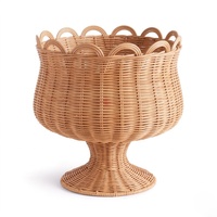 Vas Bunga Rotan Anyaman Tangan Ramah Lingkungan Gaya Tradisional Vintage Besar, Pot Bunga Tinggi Dekorasi Rumah Taman Vietnam