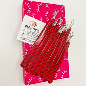 Pince à épiler professionnelle de haute qualité pour extensions de cils, avec impression personnalisée, marque privée, en acier inoxydable à pointe fine - Product Image 4