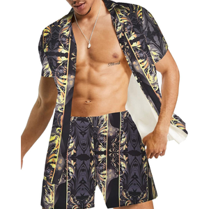 Chemises hawaïennes florales boutonnées décontractées imprimées de créateur pour hommes Ensemble de plage d'été respirant à manches courtes 100% coton à séchage rapide - Product Image 1