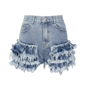 Shorts de Mezclilla para Mujer, Cintura Alta, Estilo Casual, Primavera-Verano, Nueva Colección, con Decoración Rasgada - Product Image 4