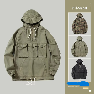 Men's Camouflage Hooded Windproof Oversized Casual <b>Jacket</b> With Pockets Regular Sleeve Woven Polyester Autumn Style - Product Image 1