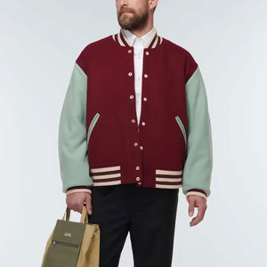เสื้อแจ็คเก็ตวาร์ซิตี้คุณภาพสูงสำหรับผู้ชาย ปักลายเชนิลล์ แขนหนัง  แบบกำหนดเองได้  เสื้อแจ็คเก็ตเบสบอลแบบ Letterman - Product Image 1