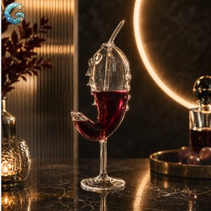 Novelty Fish Design Glass Cocktail <b>Straw</b> with Cap 23cm Height 11cm Diameter <b>Reusable</b> Leak Proof Bar Accessory - Product Image 4