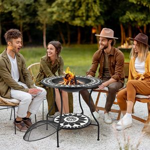 Braciere a Gas Rotondo da Esterno da 30 Pollici con Schermo Antifiamma per Giardino e Cortile, Decorazione per Barbecue all'Aperto - Product Image 2