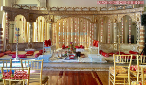 Decoraciones de escenario de Boda del sur de Asia con temática antigua de lujo Gran escenario de fibra India para bodas grandes y gruesas - Product Image 3