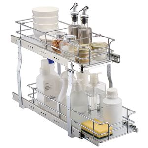 Organizzatore per Armadio con Cassetti Scorrevoli in Acciaio Resistente 8.5" (L) x 21" (P) x 15" (A) con Ripiani Scorrevoli per Dispensa - Product Image 1