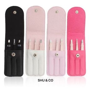 3Pcs Eyebrow Tweezers Set Stainless Steel Beauty <b>Tools</b> With Color Leather Pouch High Demand Black Pink White Tweezer OEM Quality - Product Image 1