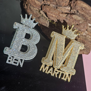 925 <b>Silver</b> Custom <b>Crown</b> Initial M Name Iced Pendant Hip Hop Bling Moissanite Luxury Party Rhodium Plated Personalized Jewelry - Product Image 3