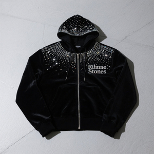 Sweat-shirt à capuche en velours pour homme Rihne Stones, orné de strass, style streetwear oversize, style hiver - Product Image 6
