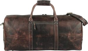 Bolsa de Viaje de Fin de Semana Unisex de Cuero, Gran Capacidad, Cierre de Cremallera, Estilo Vintage, Asa Suave - Product Image 1