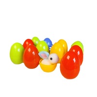 Œufs de Pâques classiques en plastique en gros à prix abordable, décorations 47*64mm couleur macaron avec lapin en peluche mignon