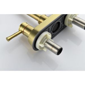 Rubinetto da Bagno Senza Piombo a 2 Maniglie con Beccuccio Girevole, Scarico Pop-up in Rame e 2 Linee di Alimentazione dell'Acqua - Product Image 6