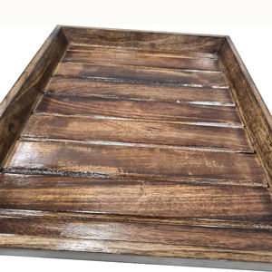 Bandeja de servicio de madera rústica, diseño rectangular grande hecho a mano para uso otomano, mesa de cocina para desayuno y exhibición de comedor - Product Image 5