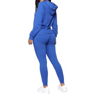 Vêtements de sport Ensemble de survêtements pour femmes Bleu Coton Polaire OEM Vêtements d'entraînement pour femmes personnalisés Deux pièces Jogging Suit Pullover Survêtement - Product Image 5