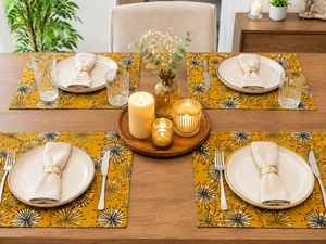Set de table en coton premium avec imprimé botanique abstrait coloré |   Nappe de table imprimée moderne pour la maison, les restaurants et les cafés - Product Image 4