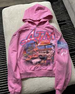 Sudadera con Capucha Personalizada para Hombre, Color Rosa, Diseño Gráfico Invernal, Estilo Oversize, Transpirable, Unisex, con Pedrería, 100% Algodón, Modelo Spider - Product Image 1