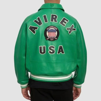 Veste en cuir Avirex à col rabattu pour homme, édition High Street personnalisée, haute qualité, écologique, réversible, collection hiver