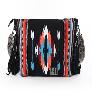 Bolso de Mano Estilo Bohemio Azteca con Correa de Cuero Hecha a Mano - Product Image 3