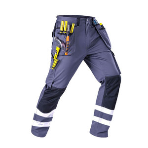Men's Gray Breathable <b>Waterproof</b> Hi Visibility <b>Work</b> Pants Side Pockets Knee Reinforcements Abrasion Resistant Polyester Uniform - Product Image 2