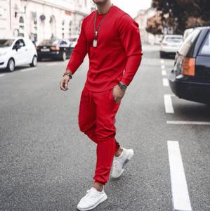 Ensemble de survêtement blanc pour homme, sweat-shirt à manches longues et col rond, pantalon de jogging, couleur unie, tenue de sport décontractée, coupe régulière longueur entière - Product Image 4