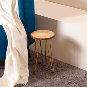 Pot de plante rond en bois moderne de luxe avec incrustation de nacre et support métallique pour salon, bureau, patio - Product Image 5