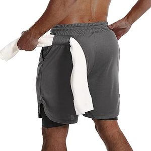 Custom Logo Men's Double <b>Layer</b> Blank Sports Athletic Workout Running Gym Shorts With Liner Breathable 2 In 1 Activewear Shorts - Product Image 4