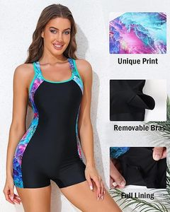 <b>Women's</b> Athletic One Piece Boyleg Swimsuit Sleeveless Color Block Swimwear <b>for</b> Training <b>Swimming</b> Custom Logo Wholesale - Product Image 5