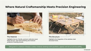 โต๊ะพับได้แบบพกพาสำหรับตั้งแคมป์ปิคนิคบาร์บีคิวกลางแจ้ง ทำจากไม้สนและสแตนเลส - Product Image 4