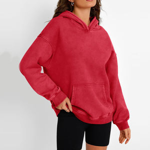 ผู้ผลิตและจำหน่ายเสื้อฮู้ดดี้ผู้หญิงแบบย้อมสีเอซิด สีพื้นเรียบ สีล้วน จำนวนมาก - Product Image 5