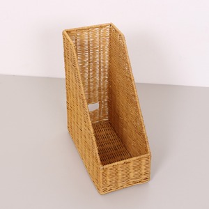 Office desk accessory supplies <b>hand</b>-weave rattan <b>file</b> organiser baskets magazine holder basket - Product Image 1
