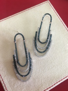 Pendientes de plata de ley 925 con diamantes redondos naturales blancos y azules, pendientes de araña para mujer, 4,31 ct, joyería moderna para fiesta - Product Image 3