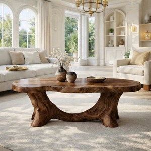 Handcraft Farmhouse <b>Coffee</b> <b>Table</b> Curved Leg Design Center Tea <b>Table</b> for Living Room Home OfficeNatural Wooden Live Edge <b>Table</b> - Product Image 1