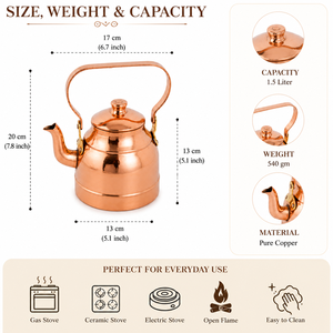 Handmade Pure Copper Tea <b>Kettle</b> for <b>Induction</b> Cooktop, Vintage Water Boiler Pot, Home Décor Tea Server, Custom Kitchenware Gift - Product Image 5
