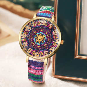 Trendy Ethnic Style Women's Fashion Quartz Watch with Alloy Case Fabric Band Luxury Box Included - Product Image 3