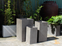 Ensemble de moules pour pots de fleurs en béton fibreux, 3 pots carrés modernes pour jardin, maison, extérieur, patio, aménagement paysager, écologiques