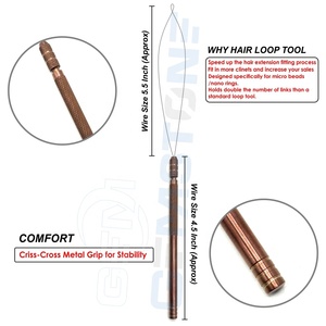 Outil professionnel en acier inoxydable pour extensions capillaires : boucle de traction, micro-perles, anneaux nano, aiguille de traction pour installation - Product Image 3