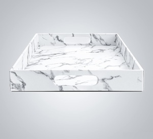 Premium Rectangular Marble Look Serving Tray Cutout Handles Portable Dishwasher Safe for Jewelry Tableware Display Luxury - Product Image 2