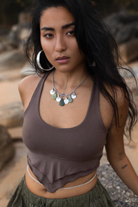 Top Corto Triangular para Mujer, Sin Mangas, Estilo Boho, Espalda Acanalada, Camiseta de Verano, Atuendo Casual para Festivales, Top de Bikini - Product Image 2