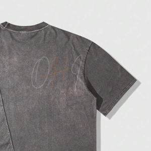 Camiseta Asimétrica Extra Grande para Hombre, Estilo Vintage Lavado, Color Gris, Estilo Urbano, Algodón, Hip Hop, Casual, Ecológica - Product Image 5