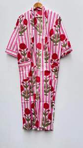 ชุดคลุมผ้าฝ้าย - ชุดกิโมโนลายดอกไม้ - ชุดคลุมสำหรับผู้หญิง ชุดเพื่อนเจ้าสาว ชุดคลุมเจ้าสาว ชุดคลุมอาบน้ำผ้าฝ้ายสำหรับฤดูร้อน ของขวัญ - Product Image 2