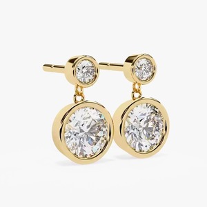 Women's <b>Hoop</b> <b>Earrings</b> in 10k Yellow Gold Moissanite Round Cut Diamond Bezel Set Trendy Jewelry IGI Certified <b>Silver</b> Plated - Product Image 2