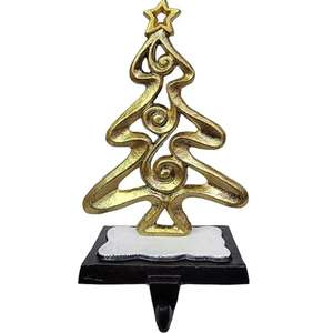 Custom <b>Christmas</b> <b>Stocking</b> Holder Gold Ribbon Tree Mantel Hook Heavy Duty Fireplace Hanger Metal Holiday Display Stand Rack - Product Image 3