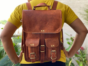 Sac à dos en cuir de chèvre marron pour femmes, sacoche deux-en-1, 10x13 pouces, Vintage, collection - Product Image 2