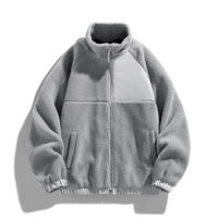 Veste d'hiver chaude pour homme avec fermeture éclair, en polyester, à blocs de couleur, avec logo brodé personnalisé, en polaire Sherpa, vente en gros du fabricant