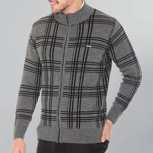 Suéter de punto grueso informal para hombre, con cremallera y cuello alto, 100% lana/forro polar, color liso, transpirable, estilo streetwear, venta al por mayor - Product Image 2