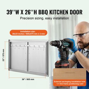 Porta di Accesso BBQ a Incasso in Acciaio Inox 39W X 26H Pollici per Cucina Esterna, Accessori per Mobili da Cucina Verticali - Product Image 2