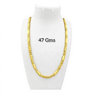 Collar de Lujo para Hombre, Cadena Italiana de Oro Sólido de 22K, Estilo Clásico para Bodas y Fiestas, Eslabones Cilíndricos Texturizados de Alto Brillo, 47 Gramos - Product Image 1