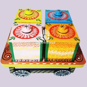 กล่องไม้ใส่ผลไม้อบแห้งสไตล์อาร์ตเดโค สำหรับตกแต่งบ้าน-ใช้บนโต๊ะ ของขวัญเปิดเทอม/วันครบรอบ/พิธีรับศีลจุ่ม ชุด 4 ชิ้น - Product Image 1