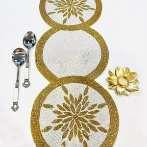 Seed Bead Embroidered Table Runners for Home Decoration Handmade Beaded Table Runner with Custom Color and Size Options - Product Image 1